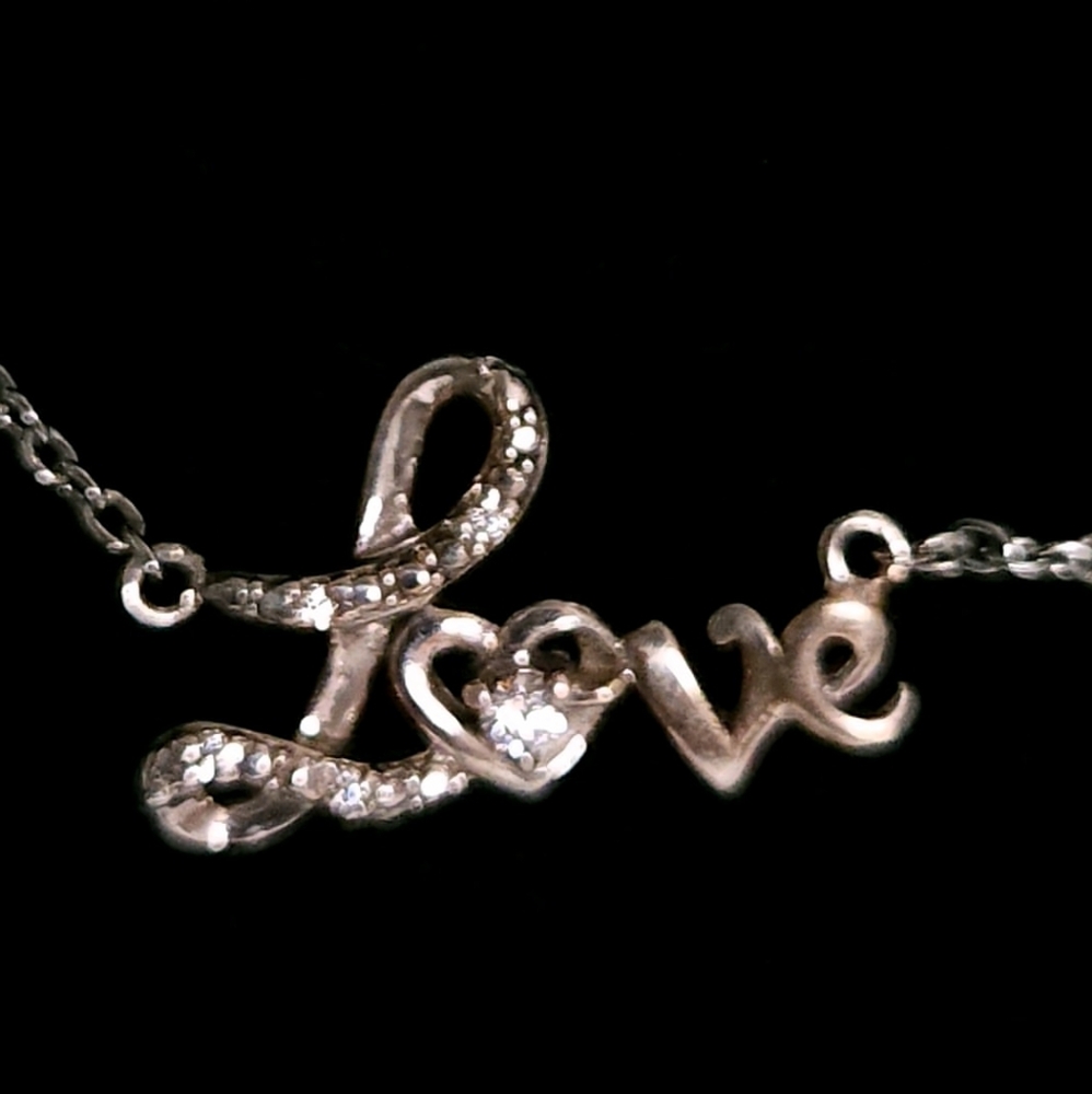 Sterling Silver Swarkovski Love Necklace